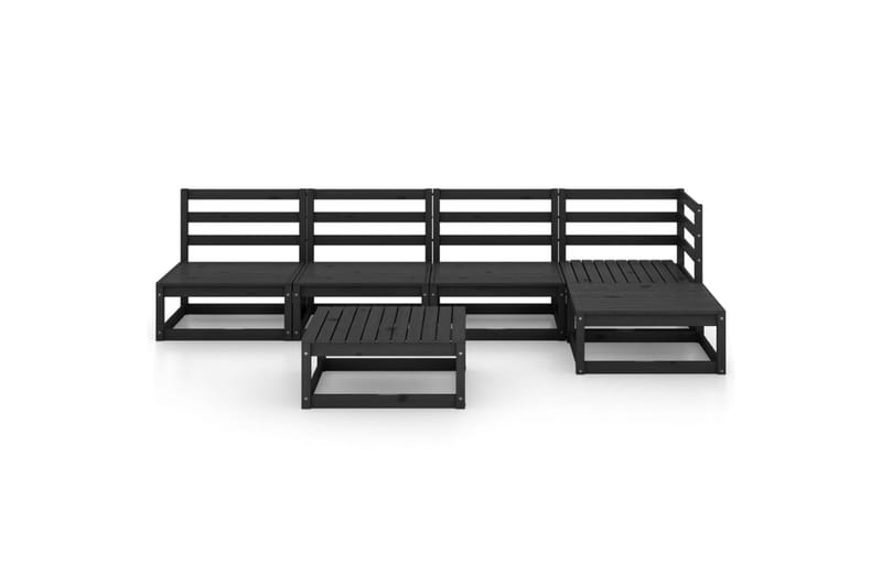 loungesæt til haven 6 dele massivt fyrretræ sort - Sort - Have - Udendørs miljø - Altan & terrasse - Altanmøbler