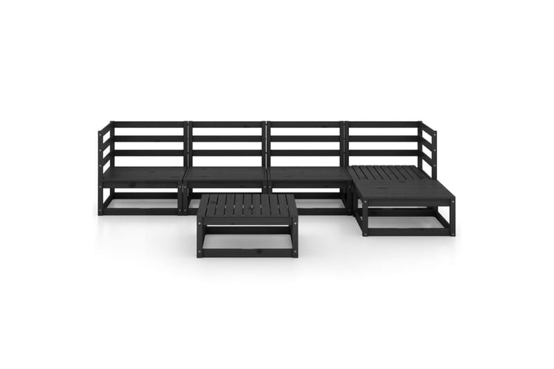 loungesæt til haven 6 dele massivt fyrretræ sort - Sort - Have - Udendørs miljø - Altan & terrasse - Altanmøbler