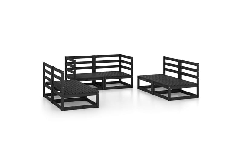 loungesæt til haven 6 dele massivt fyrretræ sort - Sort - Have - Udendørs miljø - Altan & terrasse - Altanmøbler