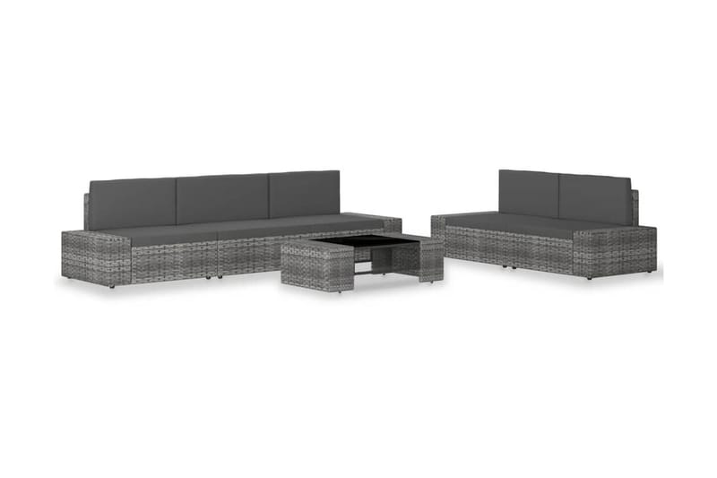 Loungesæt Til Haven 6 Dele Polyrattan Grå - Grå - Have - Udendørs miljø - Altan & terrasse - Altanmøbler