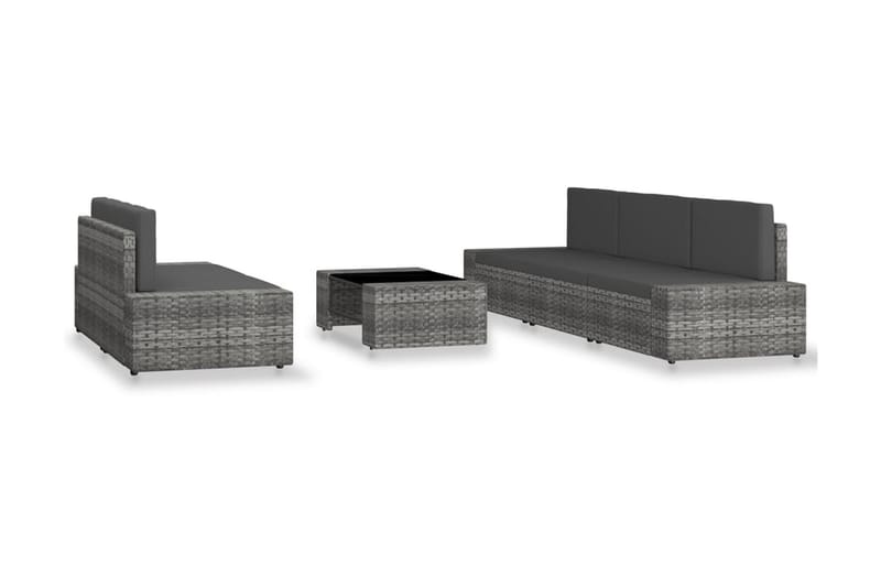 Loungesæt Til Haven 6 Dele Polyrattan Grå - Grå - Have - Udendørs miljø - Altan & terrasse - Altanmøbler
