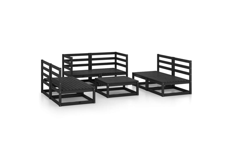 loungesæt til haven 7 dele massivt fyrretræ sort - Sort - Have - Udendørs miljø - Altan & terrasse - Altanmøbler