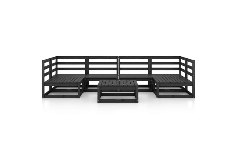 loungesæt til haven 7 dele massivt fyrretræ - Sort - Have - Udendørs miljø - Altan & terrasse - Altanmøbler