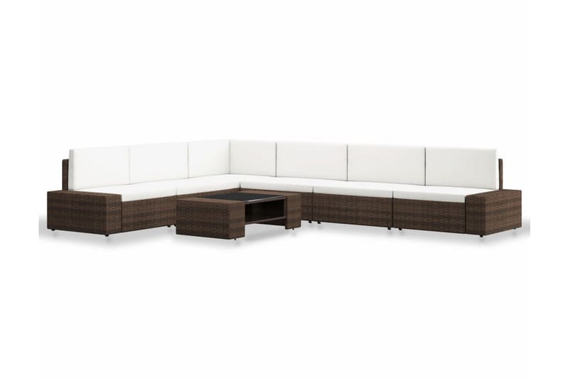 Loungesæt Til Haven 7 Dele Polyrattan Brun - Brun - Have - Udendørs miljø - Altan & terrasse - Altanmøbler