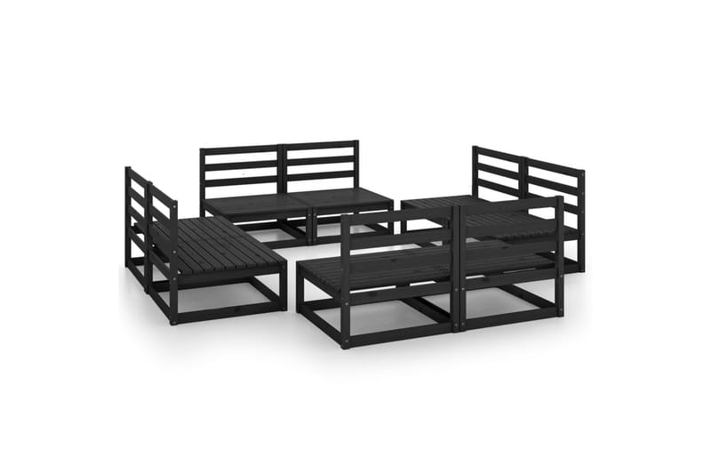 loungesæt til haven 8 dele massivt fyrretræ sort - Sort - Have - Udendørs miljø - Altan & terrasse - Altanmøbler