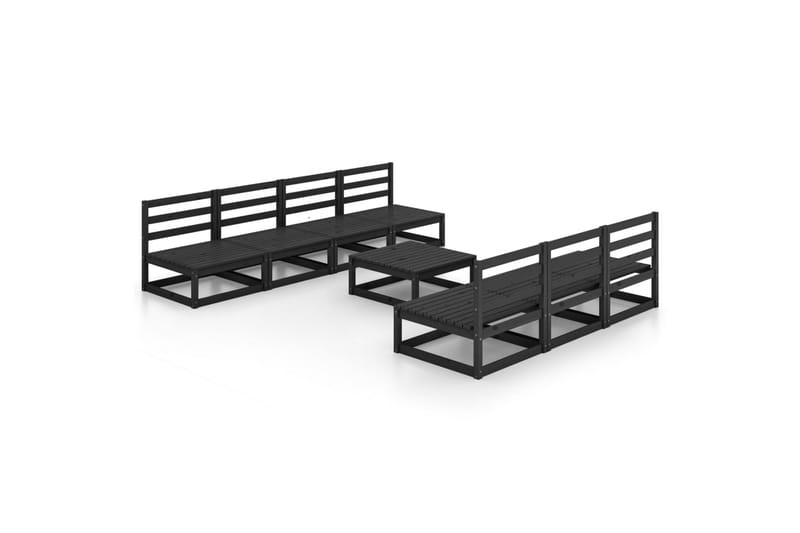 loungesæt til haven 8 dele massivt fyrretræ sort - Sort - Have - Udendørs miljø - Altan & terrasse - Altanmøbler