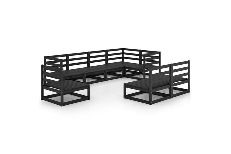 loungesæt til haven 8 dele massivt fyrretræ sort - Sort - Have - Udendørs miljø - Altan & terrasse - Altanmøbler