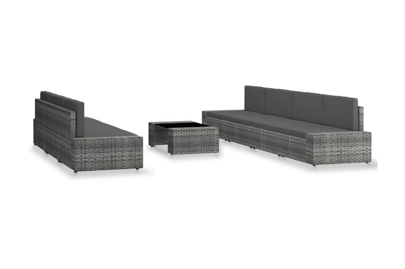 Loungesæt Til Haven 8 Dele Polyrattan Grå - Grå - Have - Udendørs miljø - Altan & terrasse - Altanmøbler