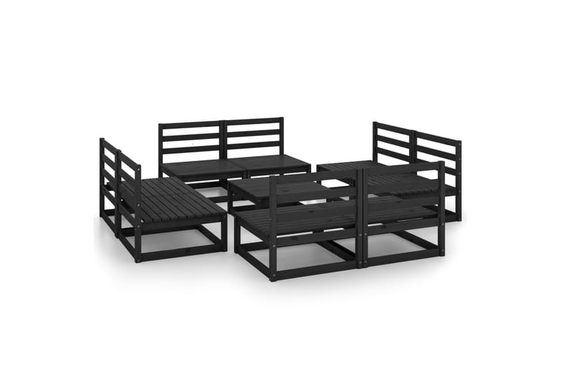 loungesæt til haven 9 dele massivt fyrretræ sort - Sort - Have - Udendørs miljø - Altan & terrasse - Altanmøbler