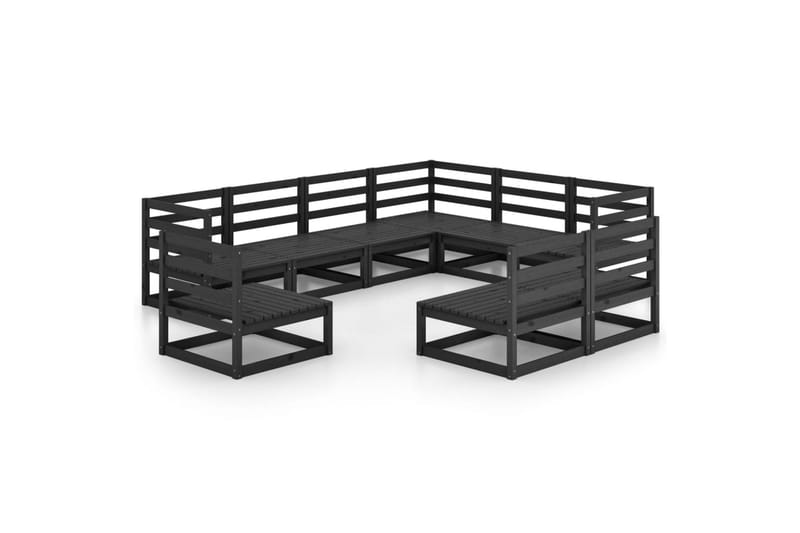loungesæt til haven 9 dele massivt fyrretræ sort - Sort - Have - Udendørs miljø - Altan & terrasse - Altanmøbler