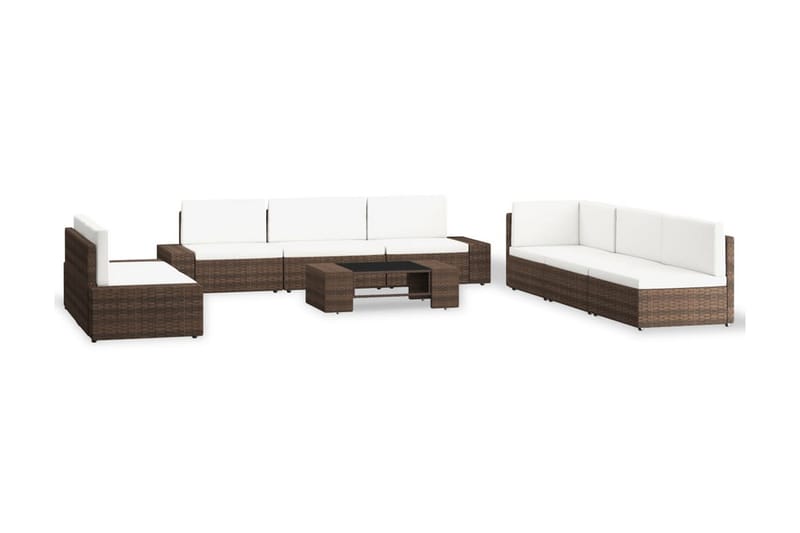 Loungesæt Til Haven 9 Dele Polyrattan Brun - Brun - Have - Udendørs miljø - Altan & terrasse - Altanmøbler