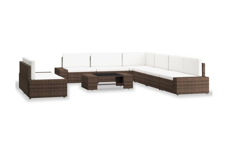 Loungesæt Til Haven 9 Dele Polyrattan Brun - Brun - Have - Udendørs miljø - Altan & terrasse - Altanmøbler