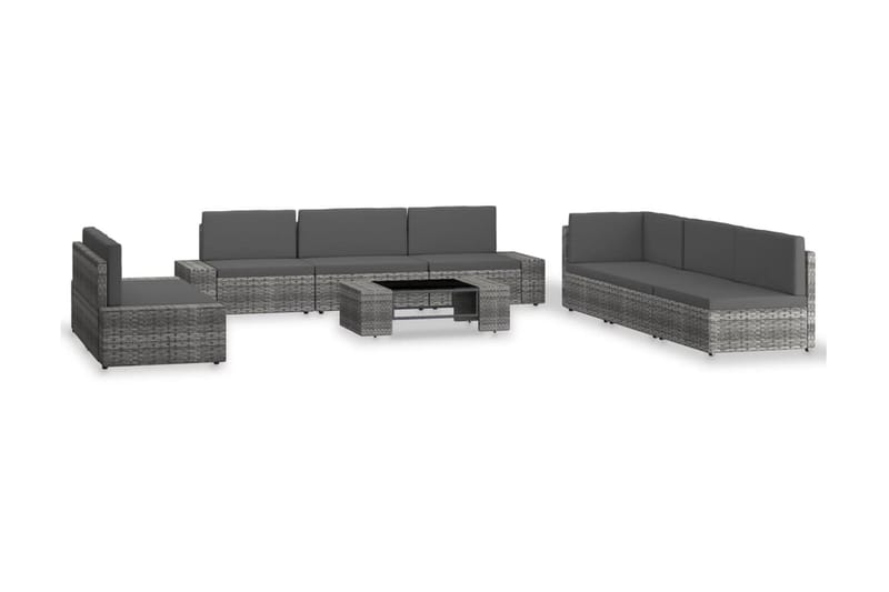 Loungesæt Til Haven 9 Dele Polyrattan Grå - Grå - Have - Udendørs miljø - Altan & terrasse - Altanmøbler