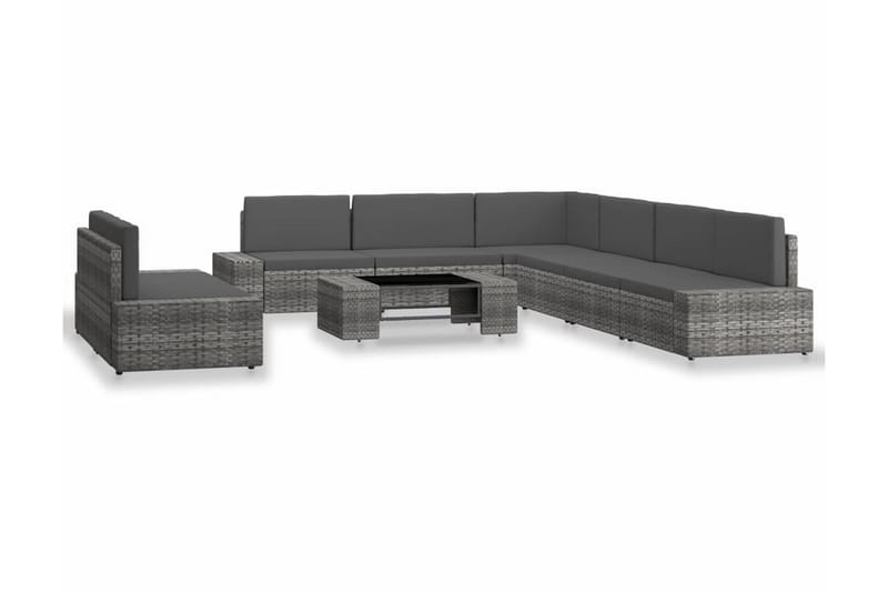 Loungesæt Til Haven 9 Dele Polyrattan Grå - Grå - Have - Udendørs miljø - Altan & terrasse - Altanmøbler