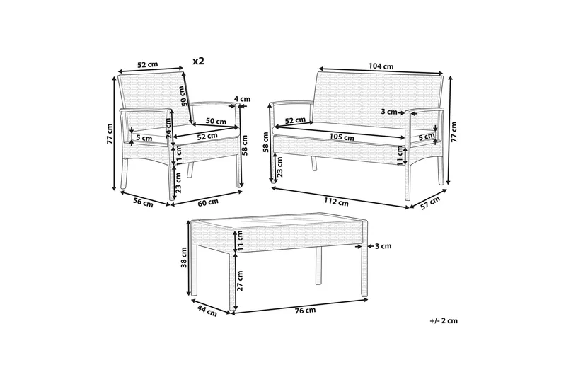 Loungesæt til udendørs brug 4-personers polyrattan lysebrun MARSALA - Træ/natur - Have - Udendørs miljø - Altan & terrasse - Altanmøbler