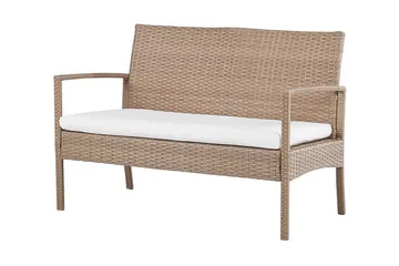 Loungesæt til udendørs brug 4-personers polyrattan lysebrun MARSALA - Træ/natur - Havemøbler - Loungemøbler - Sofagrupper udendørs