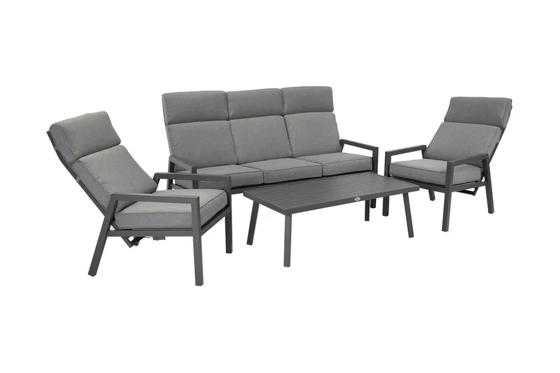 Møbelsæt CASPER bord sofa og 2 stole Mørkegrå - Have - Udendørs miljø - Altan & terrasse - Altanmøbler