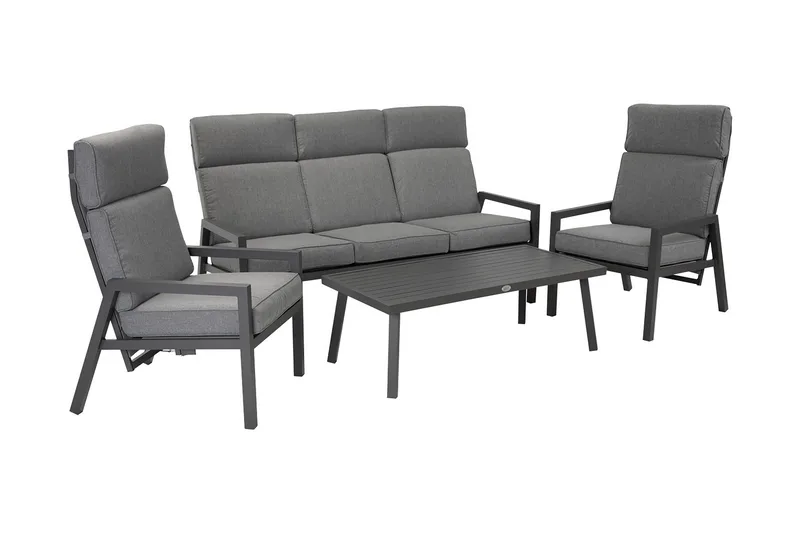 Møbelsæt CASPER bord sofa og 2 stole Mørkegrå - Have - Udendørs miljø - Altan & terrasse - Altanmøbler