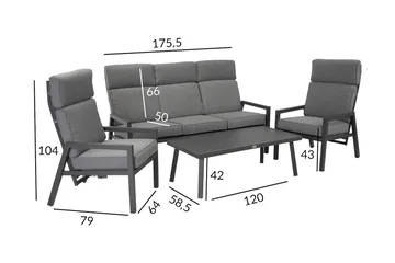Møbelsæt CASPER bord sofa og 2 stole Mørkegrå - Havemøbler - Loungemøbler - Sofagrupper udendørs