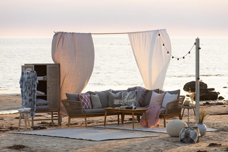 Morocco Loungesæt - Akacie/Brun/Beige - Have - Udendørs miljø - Altan & terrasse - Altanmøbler