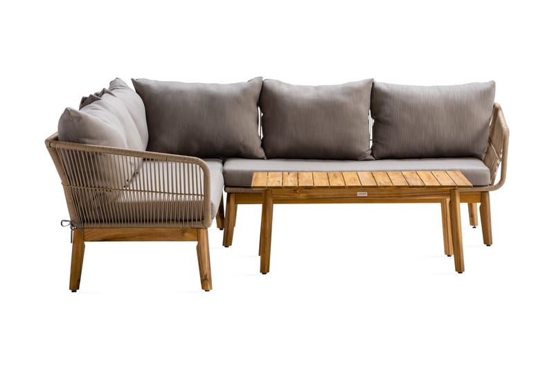 Morocco Loungesæt - Akacie/Brun/Beige - Have - Udendørs miljø - Altan & terrasse - Altanmøbler