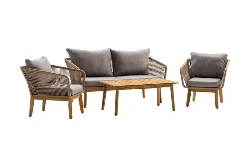 Morocco Sofagruppe - Akacie/Brun/Beige - Have - Udendørs miljø - Altan & terrasse - Altanmøbler
