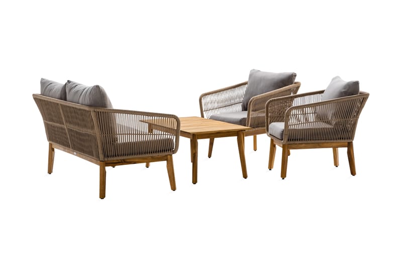 Morocco Sofagruppe - Akacie/Brun/Beige - Have - Udendørs miljø - Altan & terrasse - Altanmøbler