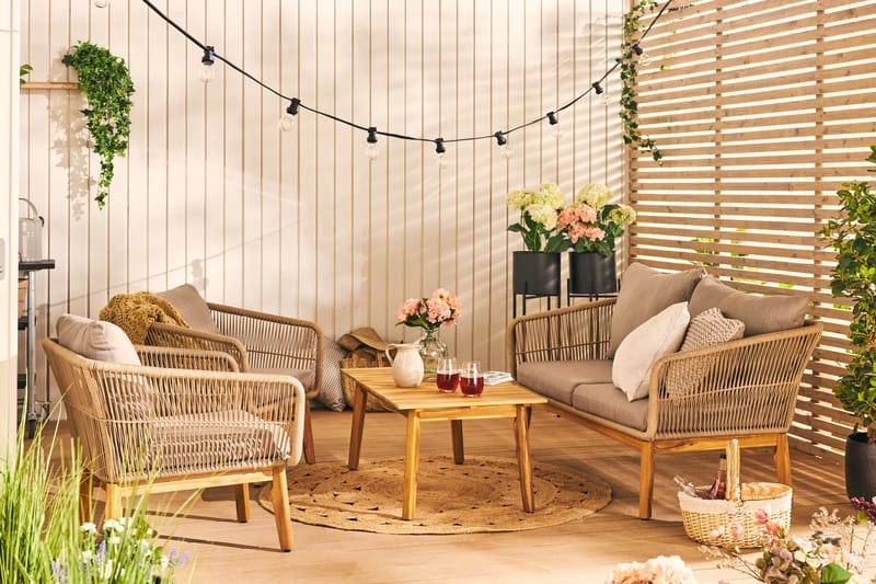 Morocco Sofagruppe - Akacie/Brun/Beige - Have - Udendørs miljø - Altan & terrasse - Altanmøbler