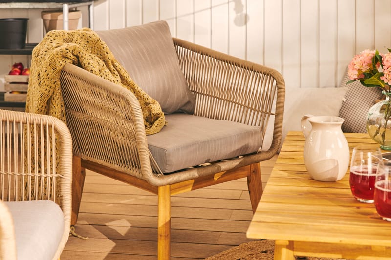 Morocco Sofagruppe - Akacie/Brun/Beige - Have - Udendørs miljø - Altan & terrasse - Altanmøbler