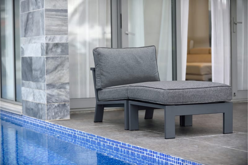 Palau Lænestol med Fodskammel - Grå - Havemøbler - Loungemøbler - Loungestol udendørs