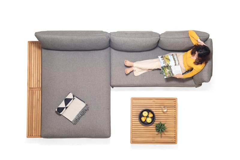 TOPAZ Sæt Daybed + 2-personers sofa + sofabord 73 cm - Magnesiumgrå - Have - Udendørs miljø - Altan & terrasse - Altanmøbler