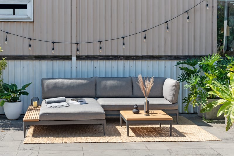 TOPAZ Sæt Daybed + 2-personers sofa + sofabord 73 cm - Magnesiumgrå - Have - Udendørs miljø - Altan & terrasse - Altanmøbler