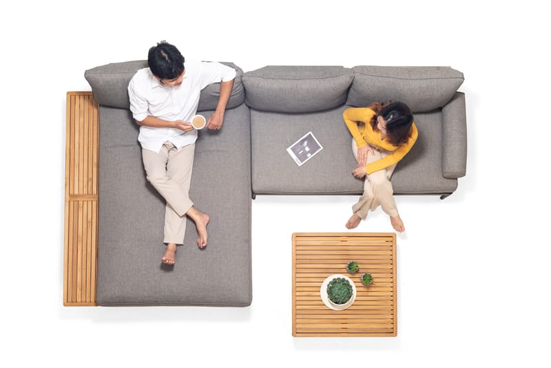 TOPAZ Sæt Daybed + 2-personers sofa + sofabord 73 cm - Magnesiumgrå - Have - Udendørs miljø - Altan & terrasse - Altanmøbler