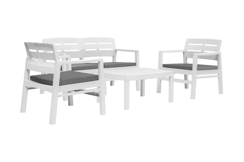 Udendørs Loungesæt 4 Dele Plastik Hvid - Hvid - Altanmøbler - Sofagrupper udendørs - Loungesæt