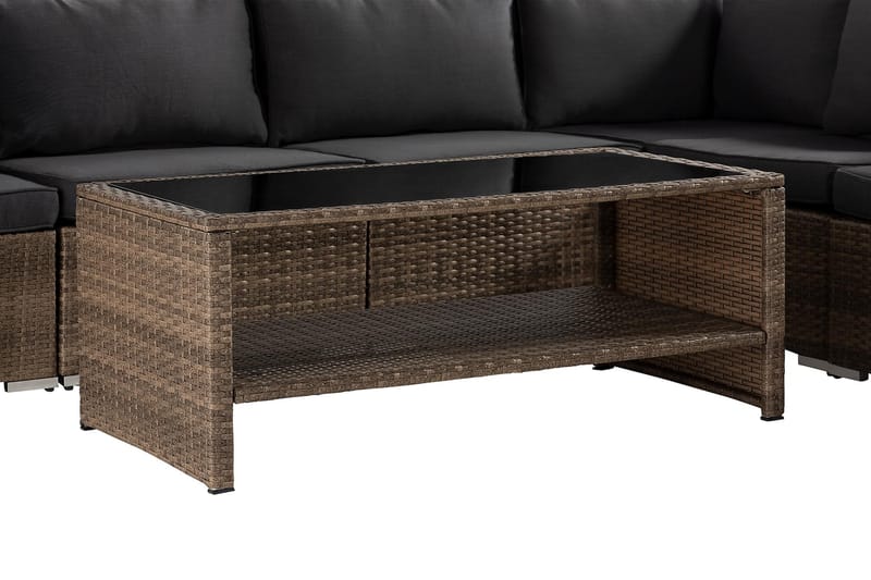 Wisconsin Premium Loungesæt 7-Pers. - Glas/Polyrattan/Sand/Sort - Have - Udendørs miljø - Altan & terrasse - Altanmøbler
