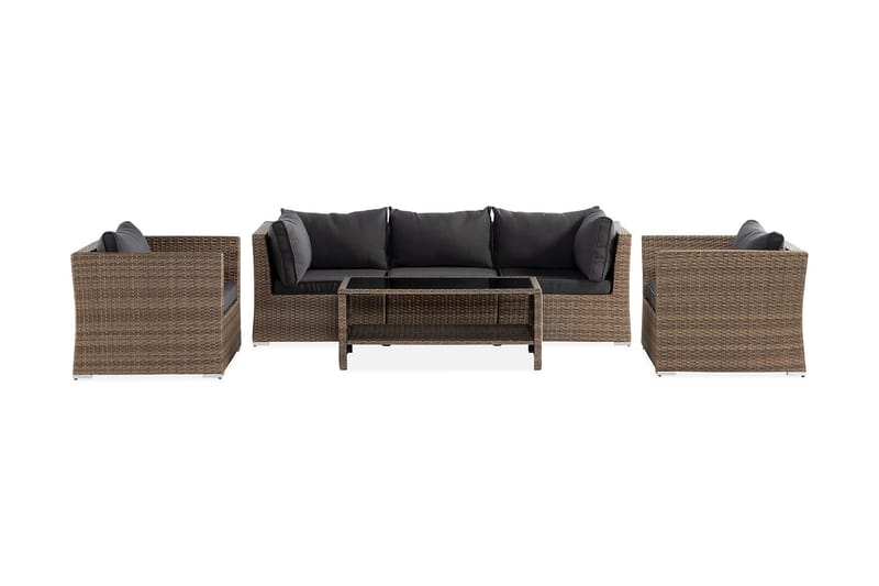 Wisconsin Premium Loungesæt 5-Pers. - Glas/Polyrattan/Sand - Have - Udendørs miljø - Altan & terrasse - Altanmøbler