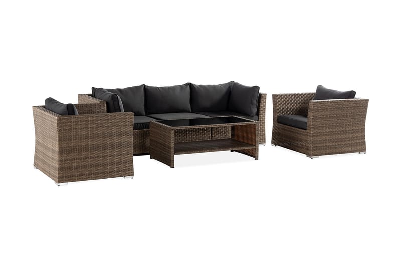 Wisconsin Premium Loungesæt 5-Pers. - Glas/Polyrattan/Sand - Have - Udendørs miljø - Altan & terrasse - Altanmøbler