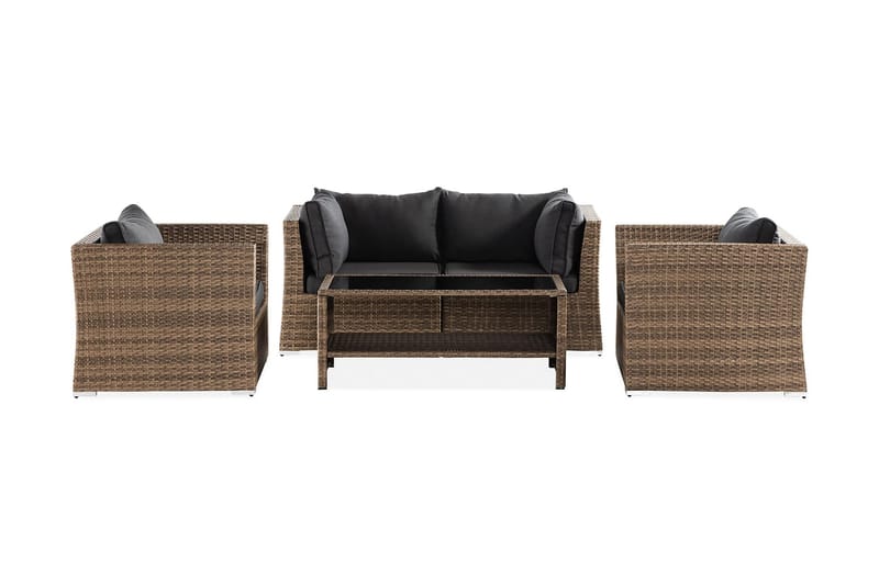 Wisconsin Premium Loungesæt 4-Pers. - Glas/Polyrattan/Sand - Have - Udendørs miljø - Altan & terrasse - Altanmøbler