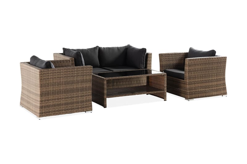 Wisconsin Premium Loungesæt 4-Pers. - Glas/Polyrattan/Sand - Have - Udendørs miljø - Altan & terrasse - Altanmøbler