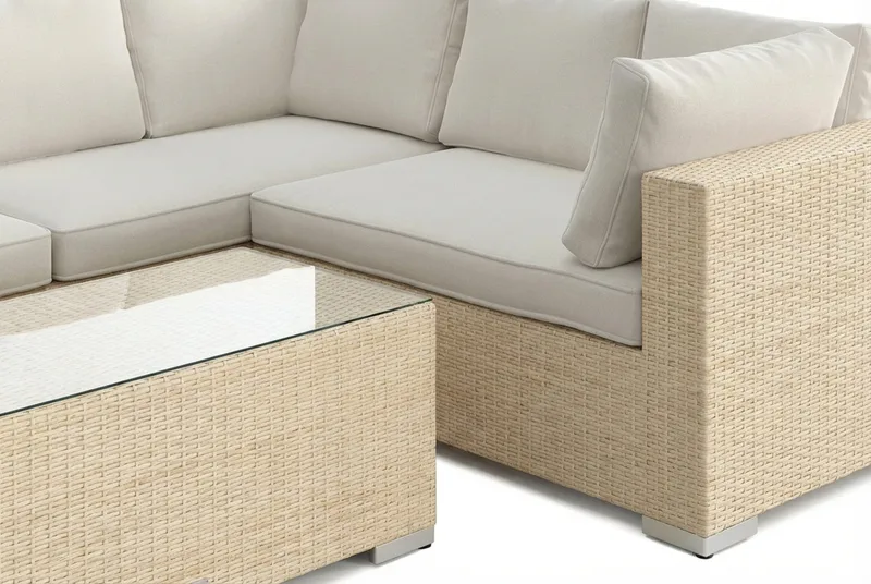 Bahamas L-formet udendørs sofa højre, 6-pers med bord - Beige - Have - Udendørs miljø - Altan & terrasse - Altanmøbler