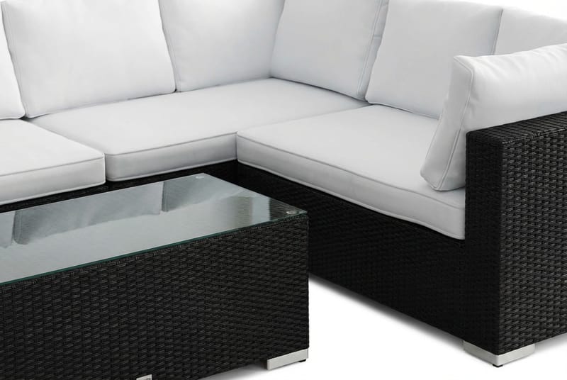 Bahamas L-formet udendørs sofa højre, 6-pers med bord - Sort - Have - Udendørs miljø - Altan & terrasse - Altanmøbler