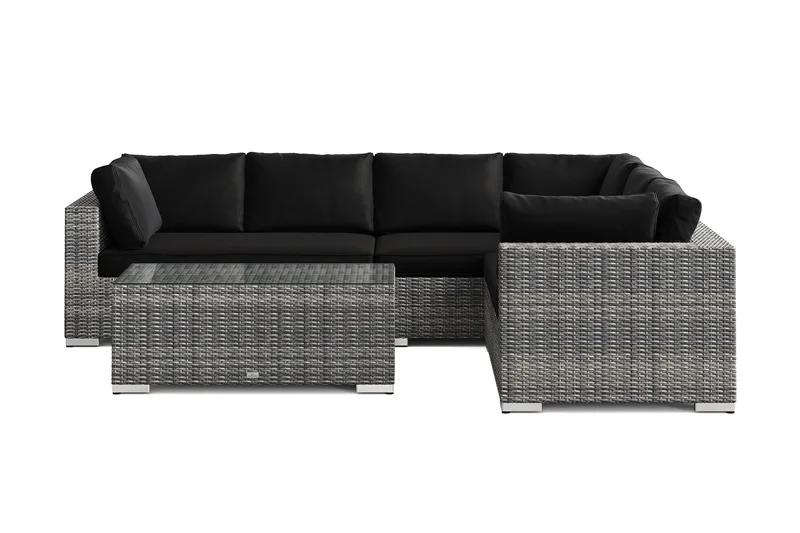 Bahamas L-formet udendørs sofa højre, 6-pers med bord - Grå - Have - Udendørs miljø - Altan & terrasse - Altanmøbler
