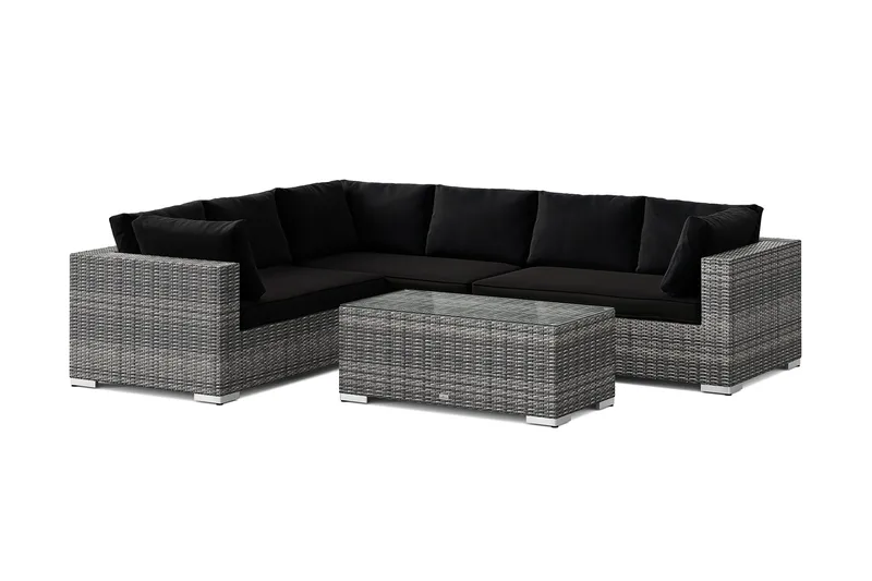 Bahamas L-formet udendørs sofa højre, 6-pers med bord - Grå - Have - Udendørs miljø - Altan & terrasse - Altanmøbler