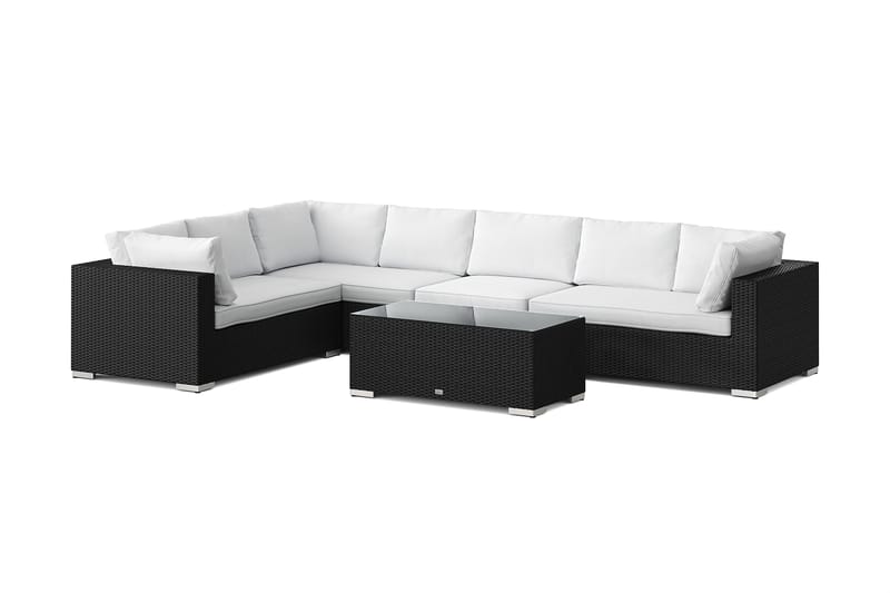 Bahamas L-formet udendørs sofa højre, 7-pers med bord - Sort - Have - Udendørs miljø - Altan & terrasse - Altanmøbler