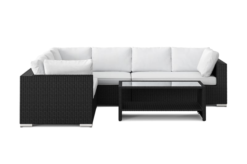 Bahamas L-formet udendørs sofa venstre, 6-pers med bord og hylde - Sort - Have - Udendørs miljø - Altan & terrasse - Altanmøbler