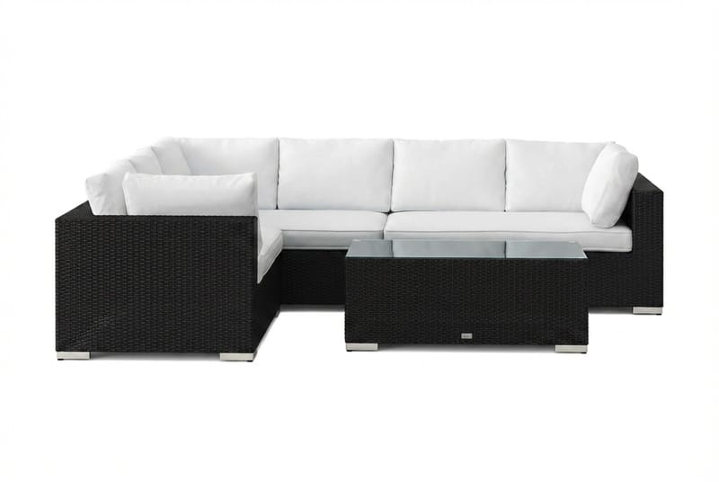 Bahamas L-formet udendørs sofa venstre, 6-pers med bord - Sort - Have - Udendørs miljø - Altan & terrasse - Altanmøbler