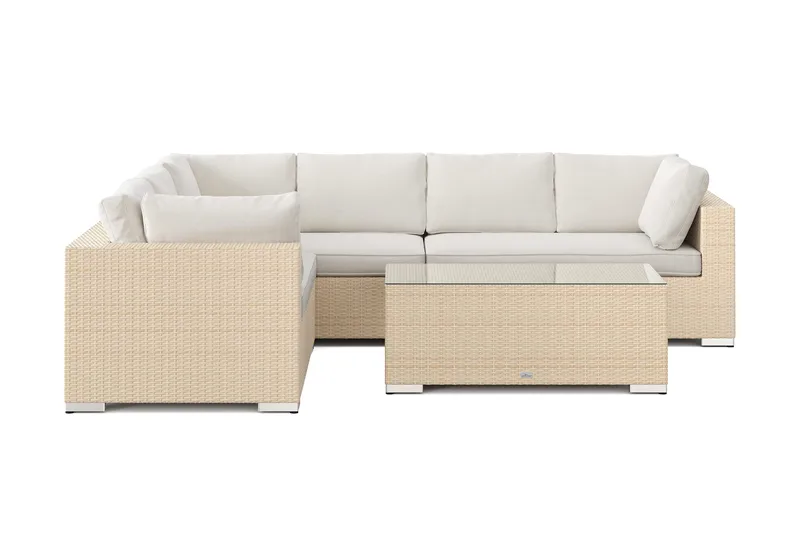 Bahamas L-formet udendørs sofa venstre, 6-pers med bord - Beige - Have - Udendørs miljø - Altan & terrasse - Altanmøbler