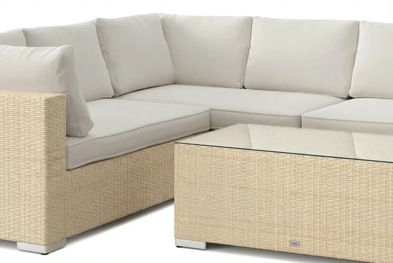 Bahamas L-formet udendørs sofa venstre, 6-pers med bord - Beige - Have - Udendørs miljø - Altan & terrasse - Altanmøbler