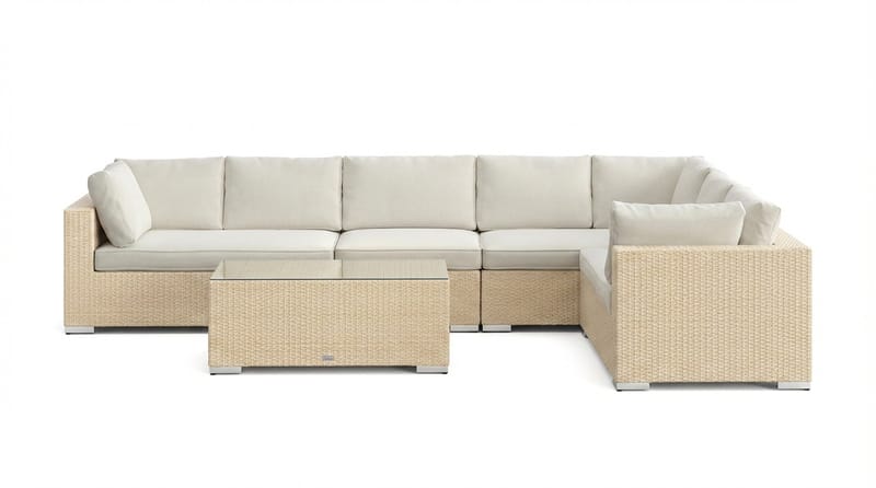 Bahamas L-formet udendørs sofa venstre, 7-pers med bord - Beige - Have - Udendørs miljø - Altan & terrasse - Altanmøbler