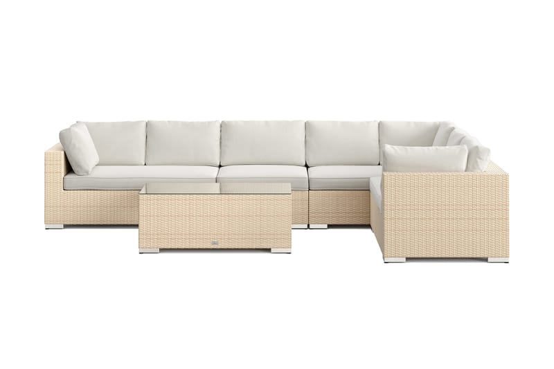 Bahamas L-formet udendørs sofa venstre, 7-pers med bord - Beige - Have - Udendørs miljø - Altan & terrasse - Altanmøbler